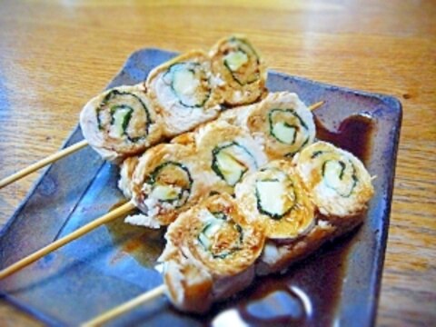 ささみの塩麹★しそチーズくるくる焼き